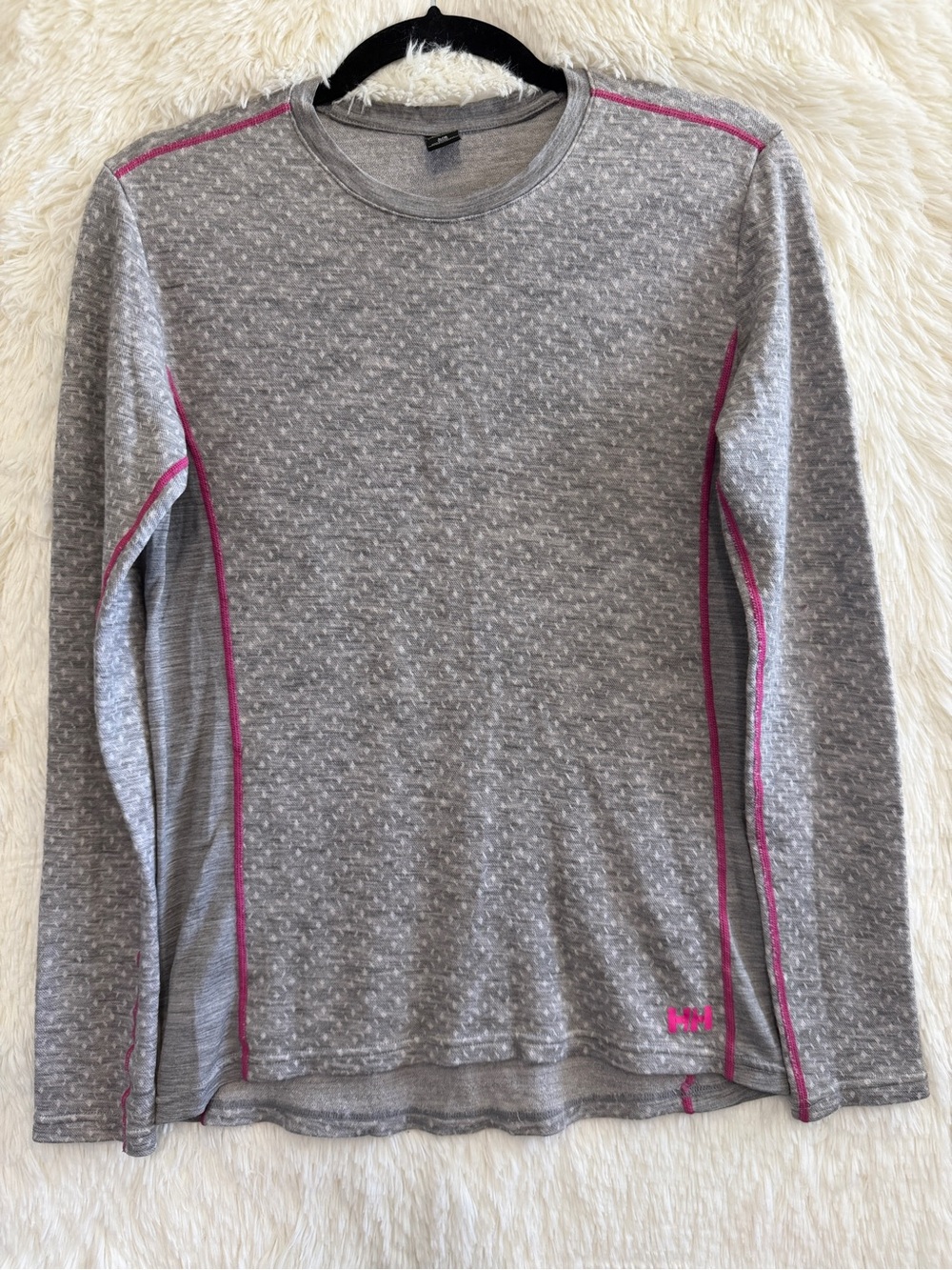 Helly Hansen Womens Merino Midweight Graphic Base Layer Top Size L Grey Gorpcore